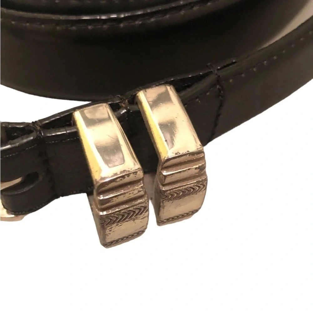 Men’s Top Grain Oil-Tan Leather Golf Belt 42” Black Club Conchos Silver Buckle